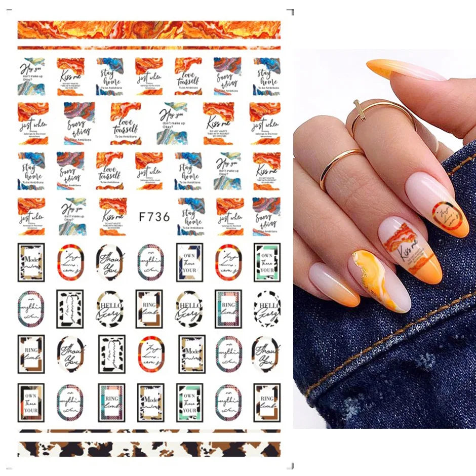 1PCS 3D Laser Heart Letter Nail Sticker Nail Art Decoration Flower Star Nail Accessories Decal Stickers Nail Supplies Nail Parts