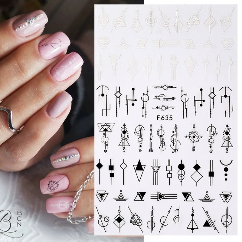 1PCS 3D Laser Heart Letter Nail Sticker Nail Art Decoration Flower Star Nail Accessories Decal Stickers Nail Supplies Nail Parts