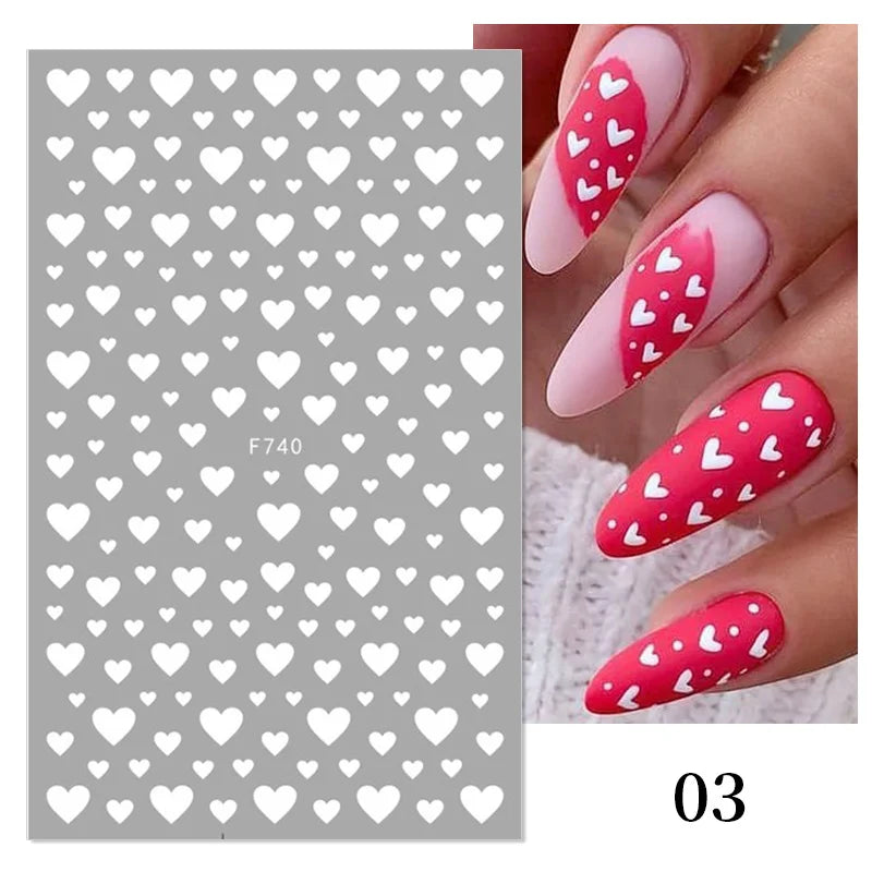 1PCS 3D Laser Heart Letter Nail Sticker Nail Art Decoration Flower Star Nail Accessories Decal Stickers Nail Supplies Nail Parts