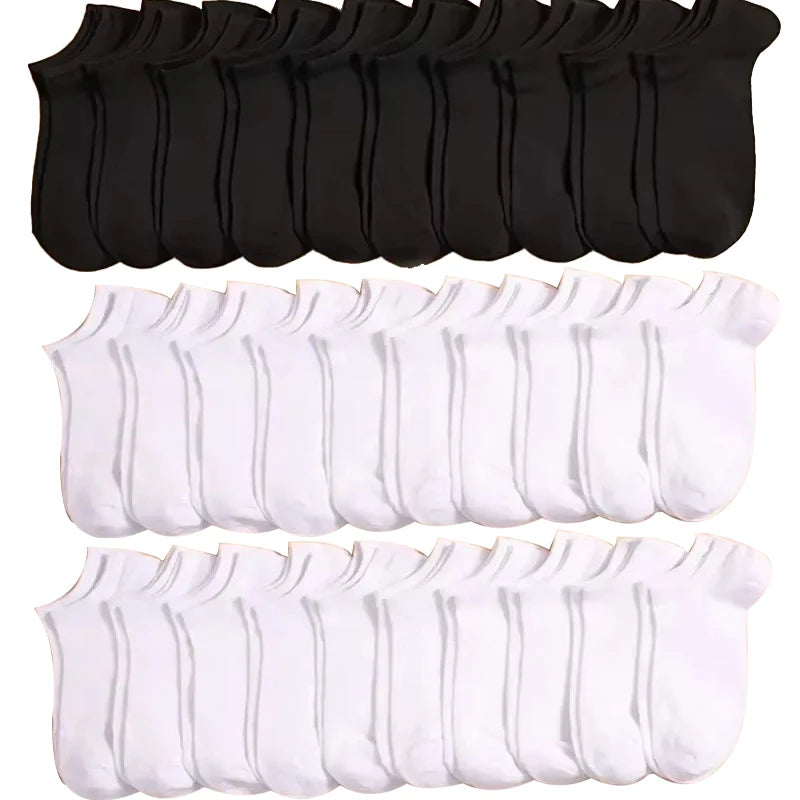 5/10/20/30 Pairs Women/Men Boat Socks Invisible Low Cut Silicone Summer No-show Ankle Socks Solid Color Casual Breathable