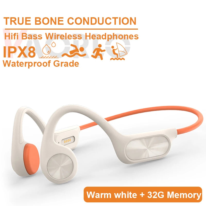 Bone Conduction Earphones Bluetooth Wireless IPX8 Waterproof MP3 Player Hifi Ear-hook Headphone With Mic Headset For Swimming
