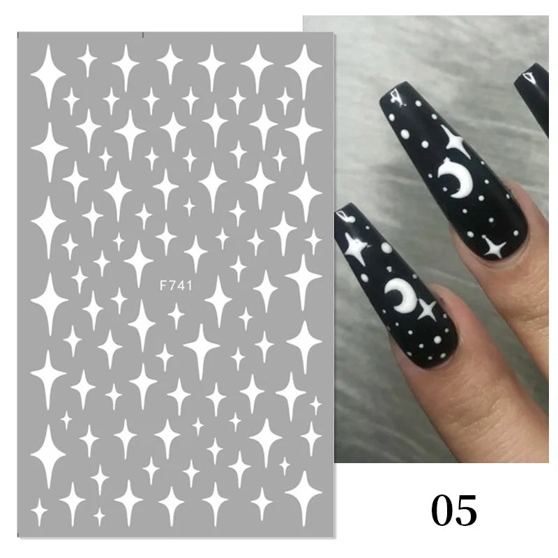 1PCS 3D Laser Heart Letter Nail Sticker Nail Art Decoration Flower Star Nail Accessories Decal Stickers Nail Supplies Nail Parts