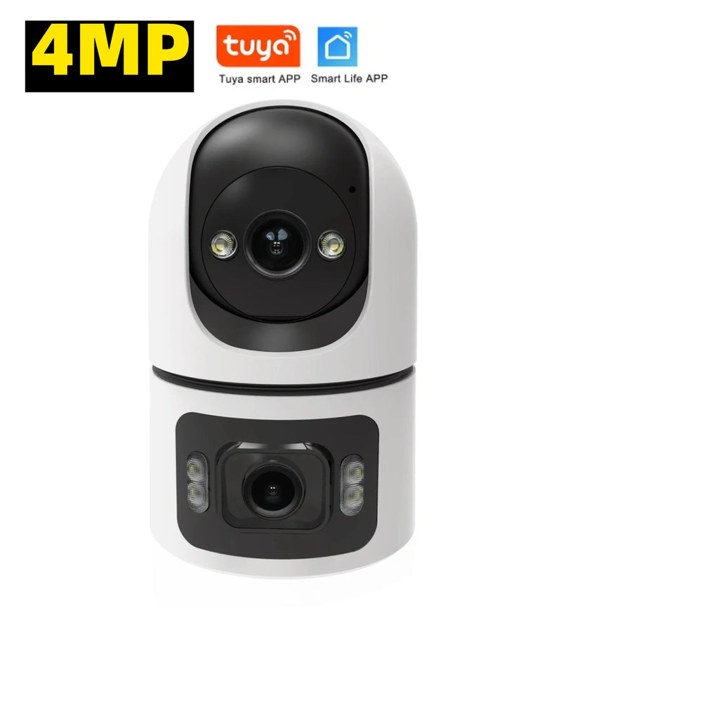 4K 8MP Tuya WiFi Indoor Smart Camera UHD Dual Screen Lens Infrared Night Vision Motion Detection Auto Track Two-Way Audio Tuya