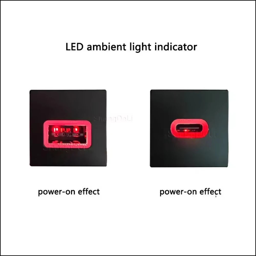 NEW Red LED Car USB Charger PD Quick Charge Phone Charging Adapter Outlet Button For VW Golf 6 MK6 Jetta 5 Scirocco 2006 - 2012