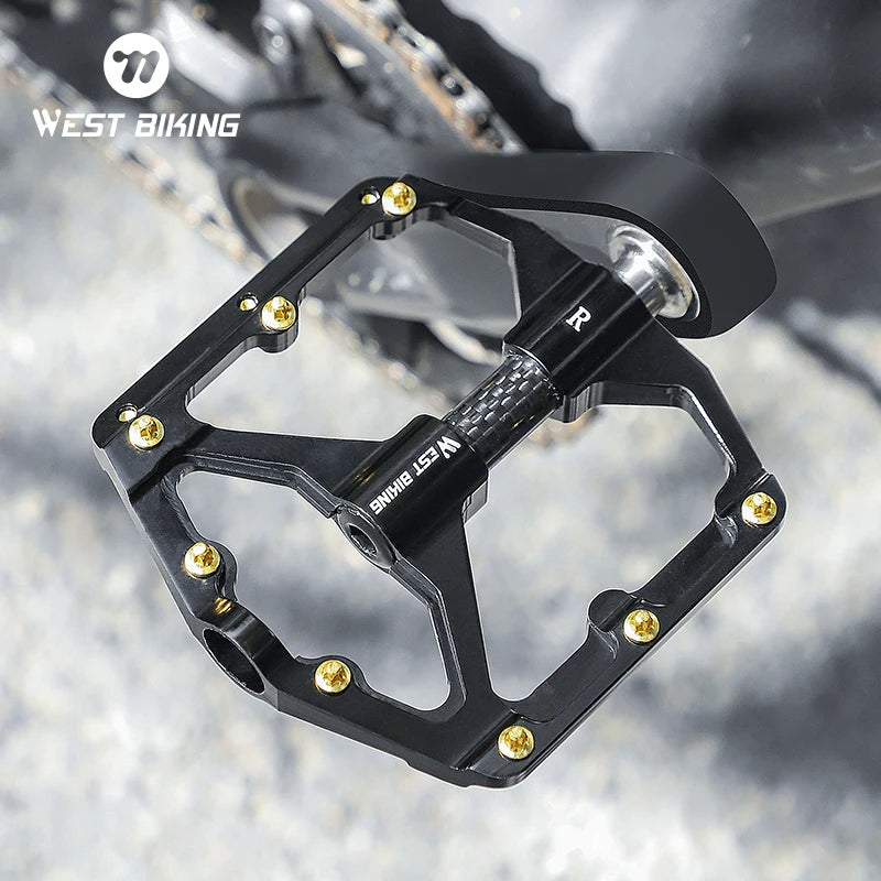 WEST BIKING 3 Bearings Bicycle Pedals Ultralight BMX MTB Road Bike Flat Pedal Aluminum Anti-slip Waterproof Cycling Accessories