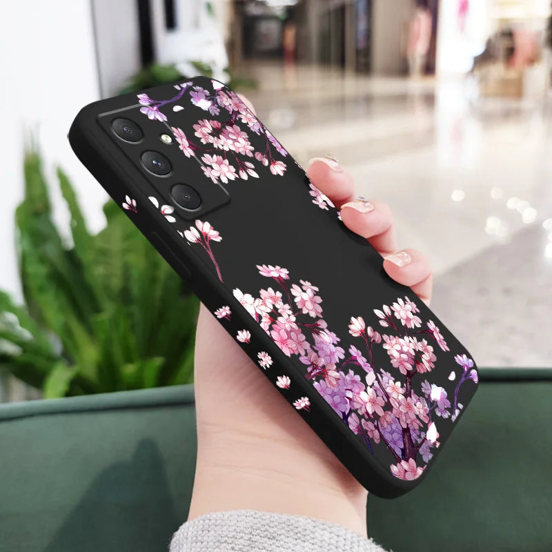 Falling Flowers Phone Case For Samsung Galaxy A56 A55 A36 A35 A26 A25 A15 A17 A16 A07 A06 A05 A54 A34 A24 A14 A04 A04S A04E 5G