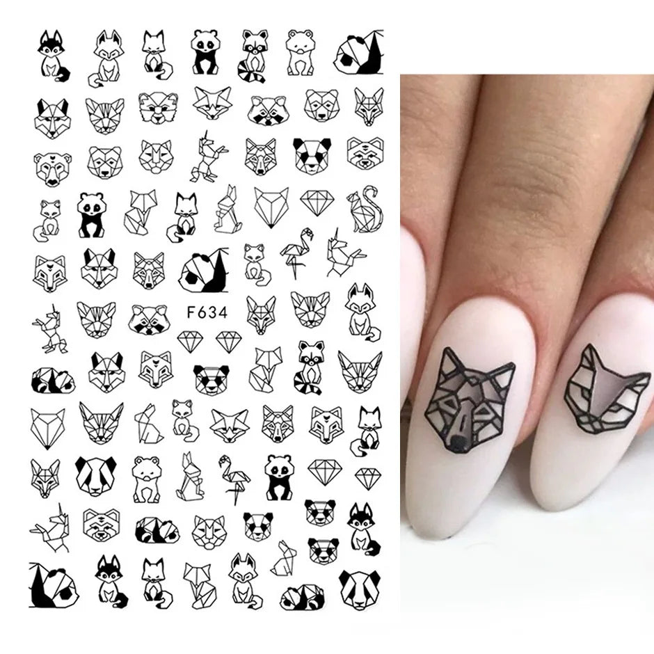 1PCS 3D Laser Heart Letter Nail Sticker Nail Art Decoration Flower Star Nail Accessories Decal Stickers Nail Supplies Nail Parts