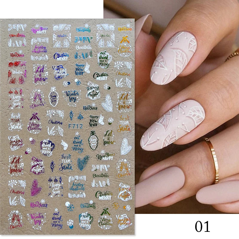 1PCS 3D Laser Heart Letter Nail Sticker Nail Art Decoration Flower Star Nail Accessories Decal Stickers Nail Supplies Nail Parts