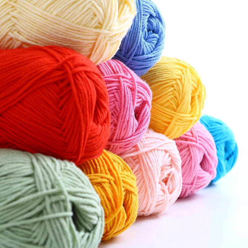 40-50g/Set 4ply Milk Cotton(80%) Knitting Yarn Needlework Dyed Lanas For Crochet Craft Sweater Hat Dolls At Low Price