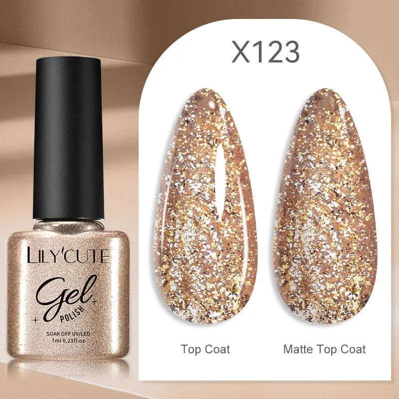 LILYCUTE  5ml Gold Sliver Metallic Liner Gel Nail Polish French Style Super Bright Mirror Pull Line Graffiti Painting Stripe Gel
