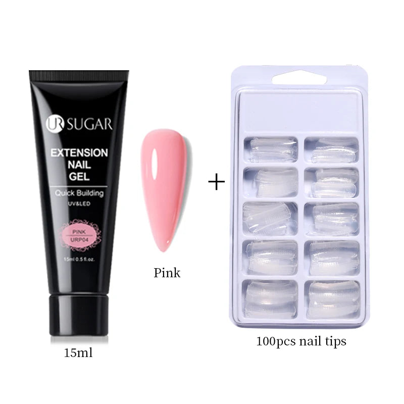 UR SUGAR 15ml Nail Extension Gel Soak Off UV LED Acrylic Crystal White Clear Nude Gel Nail Polish UV Construction Gel