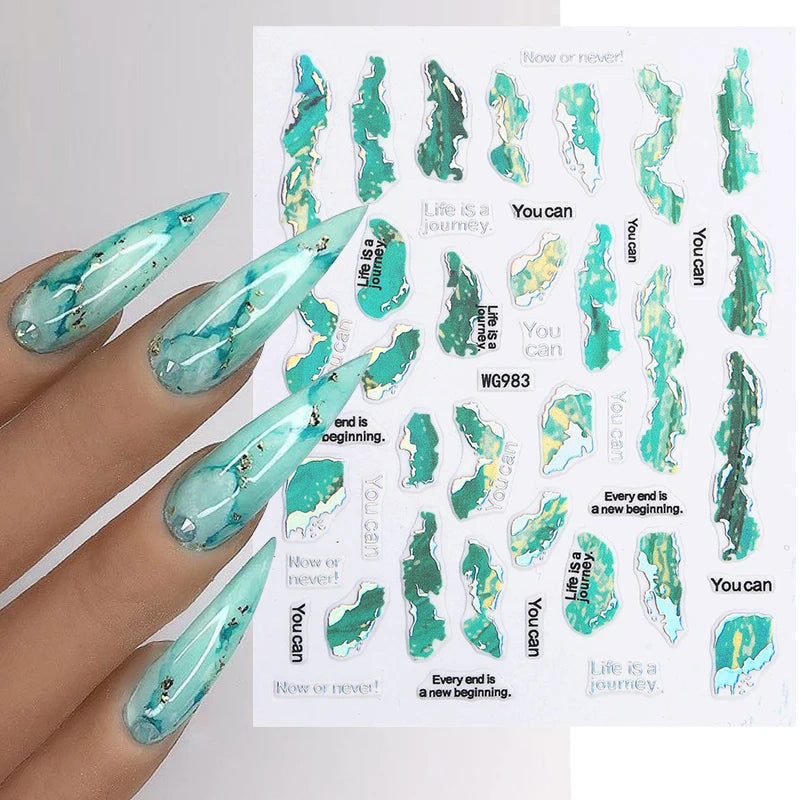 1PCS 3D Laser Heart Letter Nail Sticker Nail Art Decoration Flower Star Nail Accessories Decal Stickers Nail Supplies Nail Parts