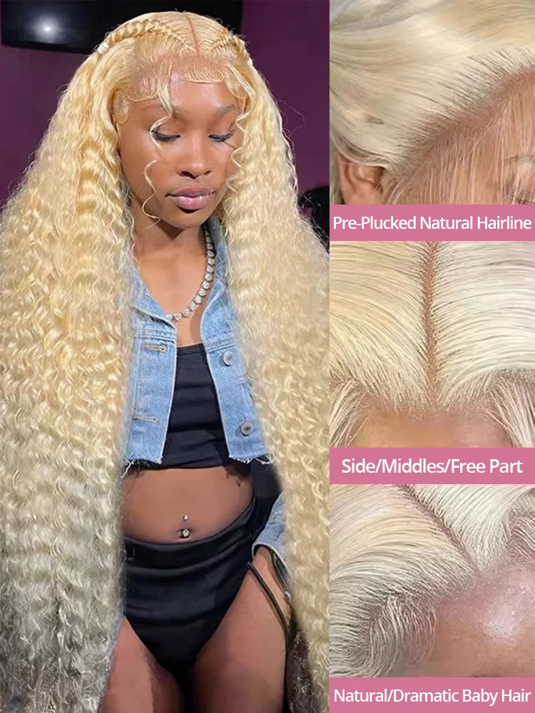 42 Inch 613 Honey Blonde Curly 13x6 HD Lace Frontal Wig Human Hair Brazilian Colored 13x4 Lace Front Wigs For Women 250% Density