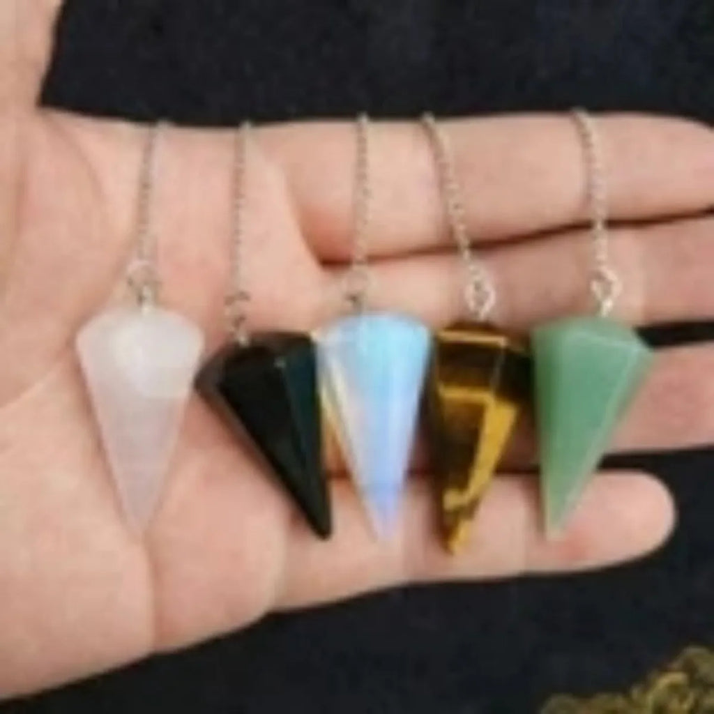 Natural Stone Quartz Agates Pendant  Amethyst Charm Pendulum Pendants For Divination Dowsing  Crystals