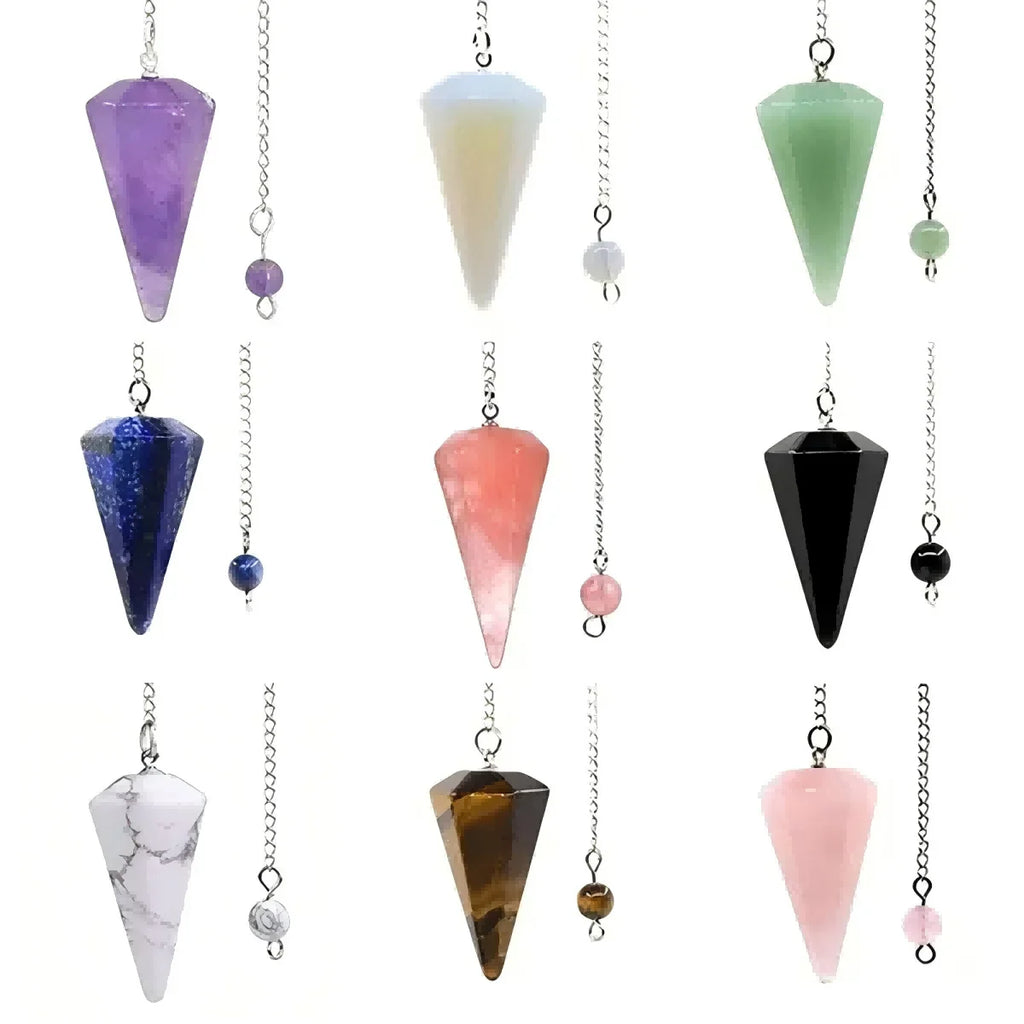 Natural Stone Quartz Agates Pendant  Amethyst Charm Pendulum Pendants For Divination Dowsing  Crystals