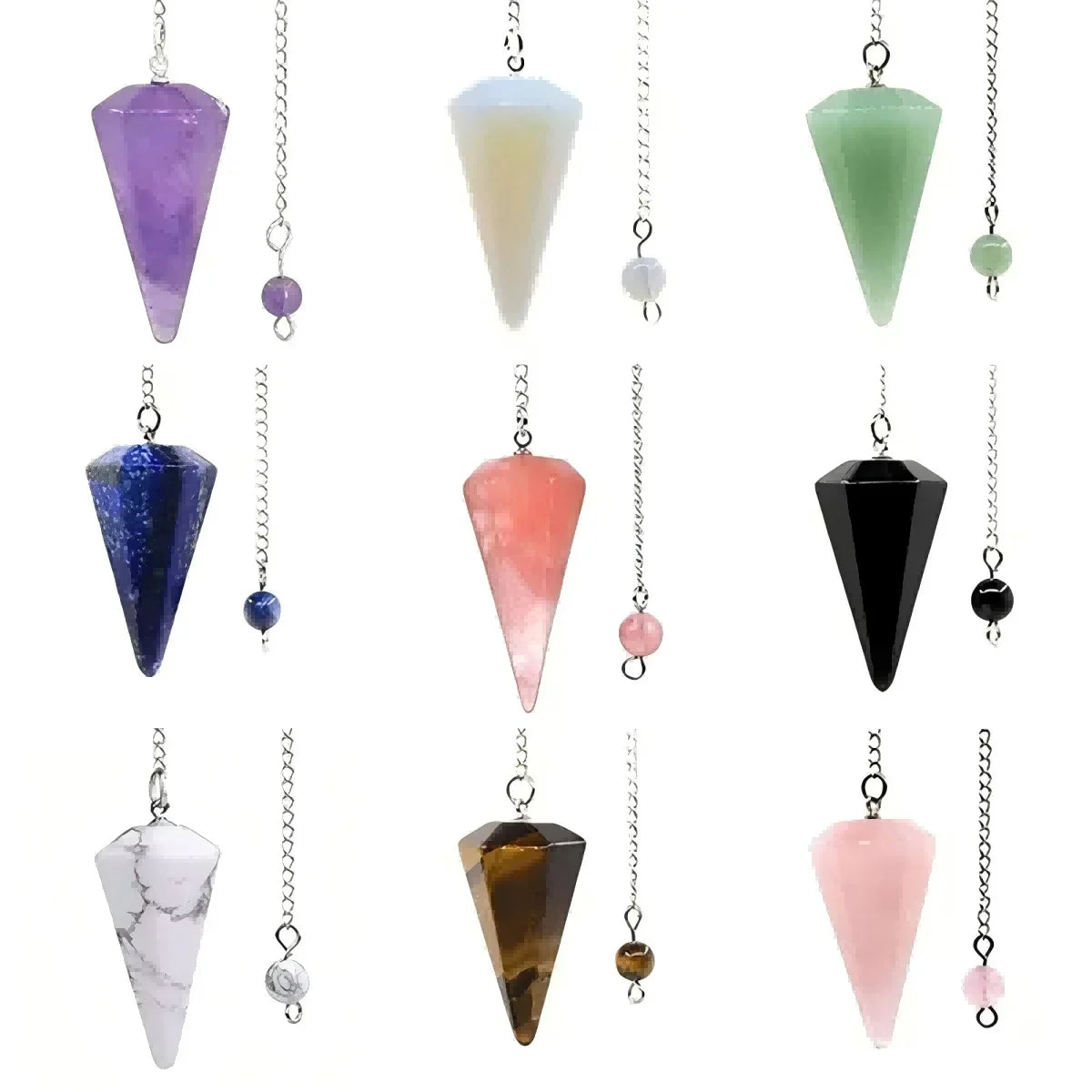 Natural Stone Quartz Agates Pendant  Amethyst Charm Pendulum Pendants For Divination Dowsing  Crystals