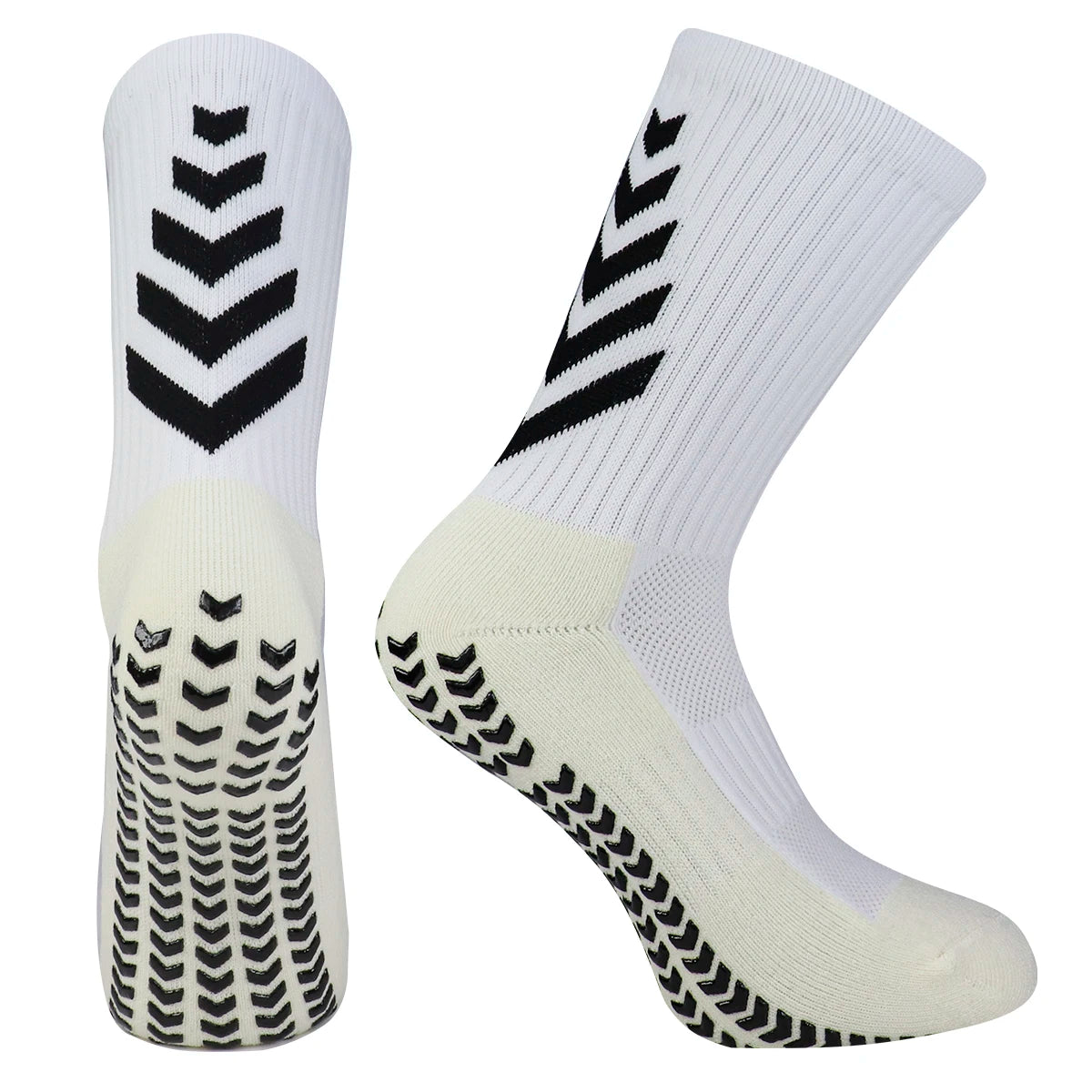1 Pair Men's Football Socks with Grip, Non Slip Anti Slip Athletic Socks with Cushion Pads for Football/Basketball/Hockey
