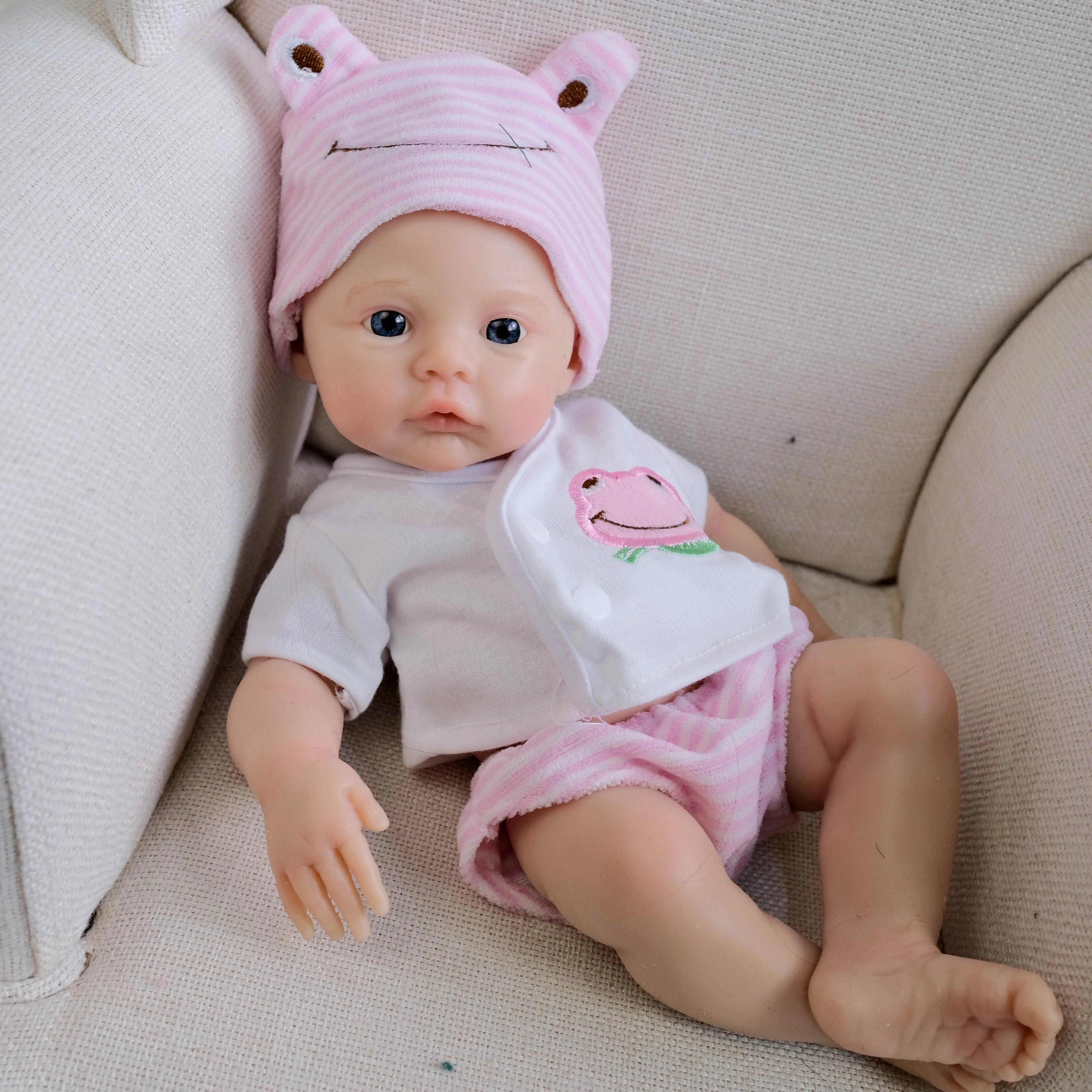 NPK 12-inch Meadow Full Solid Silicone Flexible Elastic Super Soft Cute Small Size Lifelike Reborn Baby Doll