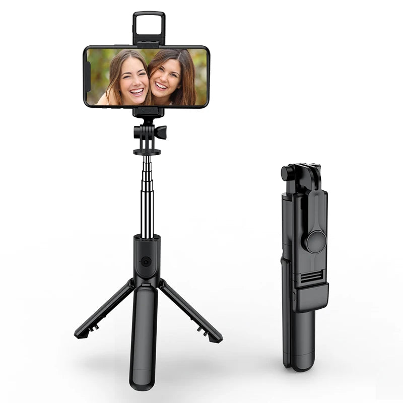 Wireless Selfie Stick Tripod Stand with Light Bluetooth Remote Extendable for iPhone Mobile Phone Tk Live Streaming