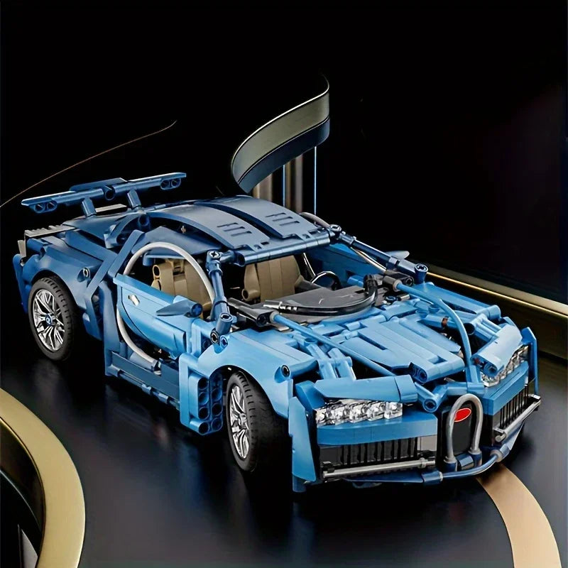 1634-Piece Blue Supercar Building Block Set, 1:14 Scale Racing Car Model DIY Toy Halloween Christmas Gift