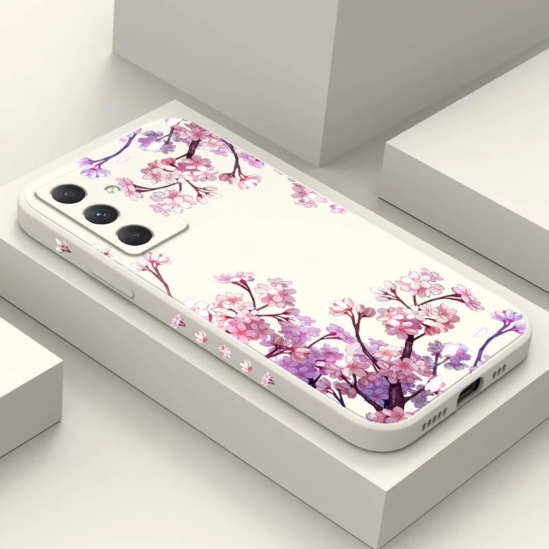 Falling Flowers Phone Case For Samsung Galaxy A56 A55 A36 A35 A26 A25 A15 A17 A16 A07 A06 A05 A54 A34 A24 A14 A04 A04S A04E 5G