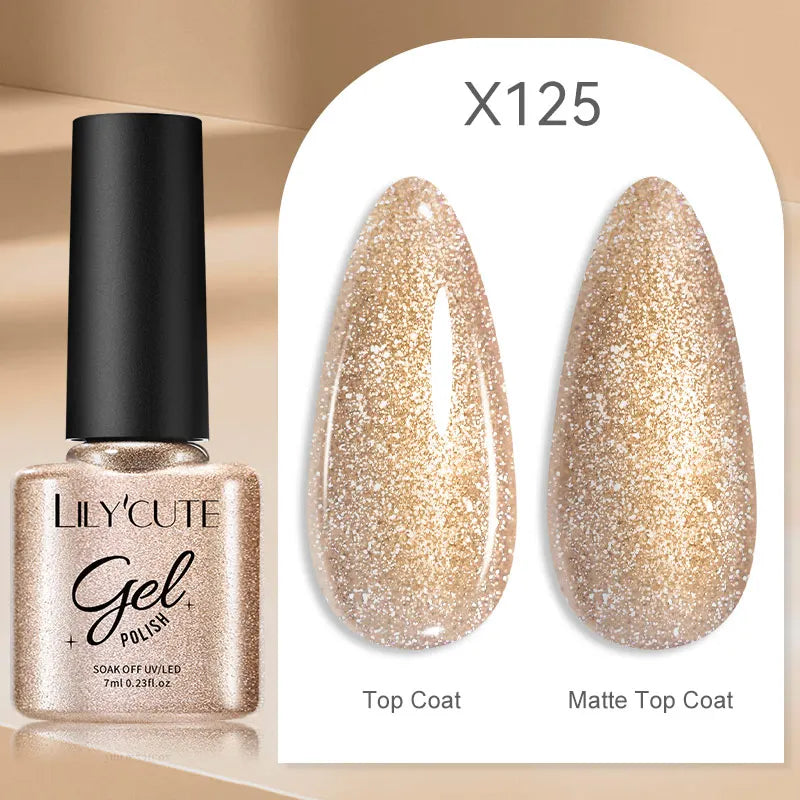 LILYCUTE  5ml Gold Sliver Metallic Liner Gel Nail Polish French Style Super Bright Mirror Pull Line Graffiti Painting Stripe Gel