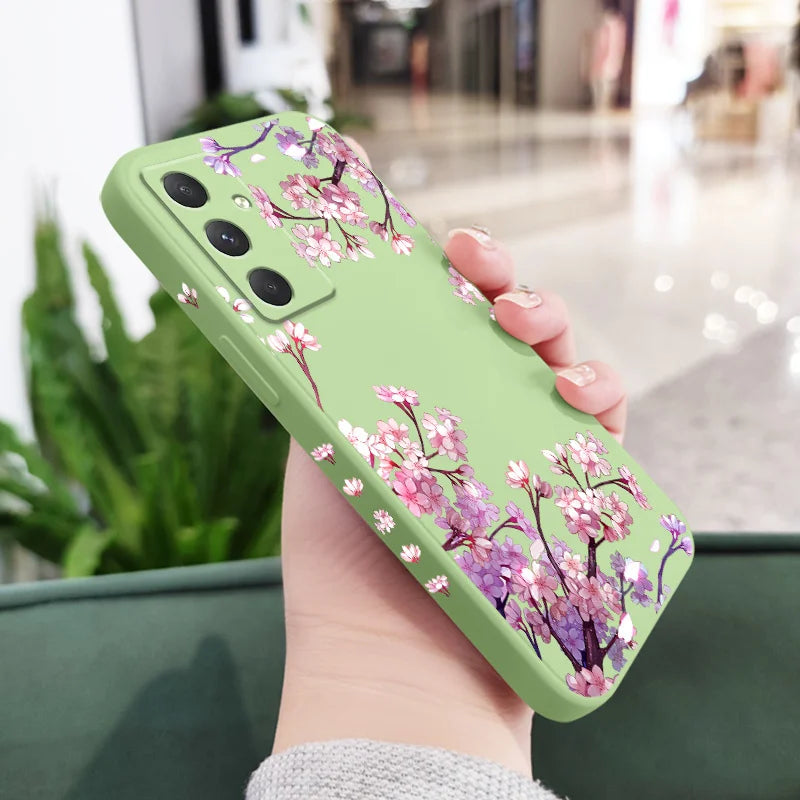 Falling Flowers Phone Case For Samsung Galaxy A56 A55 A36 A35 A26 A25 A15 A17 A16 A07 A06 A05 A54 A34 A24 A14 A04 A04S A04E 5G
