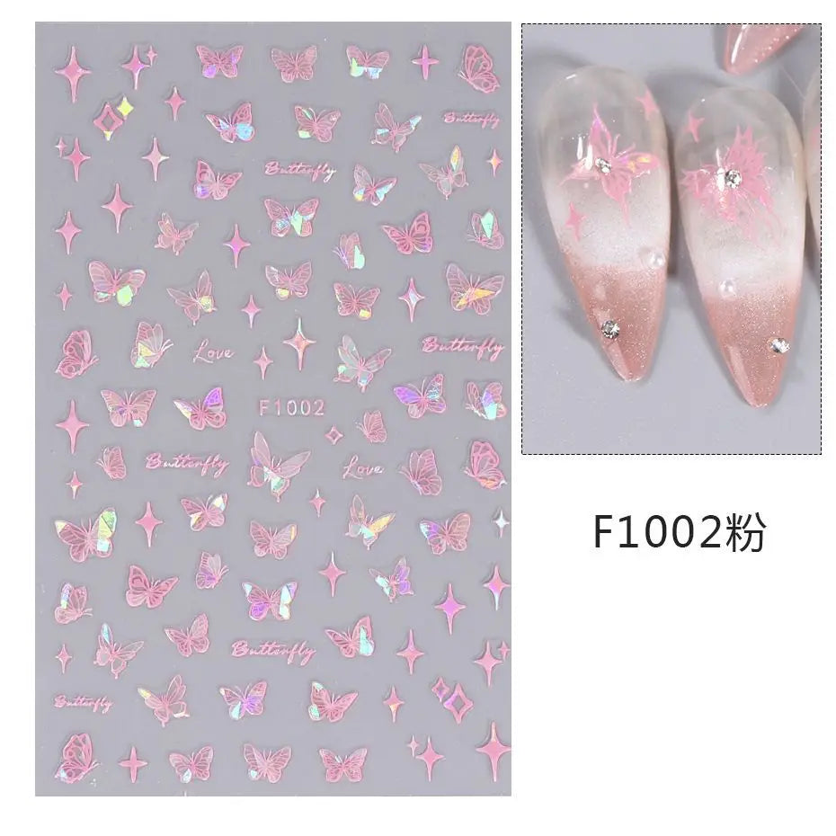 1PCS 3D Laser Heart Letter Nail Sticker Nail Art Decoration Flower Star Nail Accessories Decal Stickers Nail Supplies Nail Parts