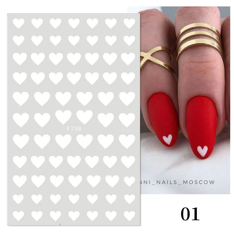 1PCS 3D Laser Heart Letter Nail Sticker Nail Art Decoration Flower Star Nail Accessories Decal Stickers Nail Supplies Nail Parts