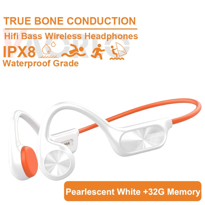 Bone Conduction Earphones Bluetooth Wireless IPX8 Waterproof MP3 Player Hifi Ear-hook Headphone With Mic Headset For Swimming