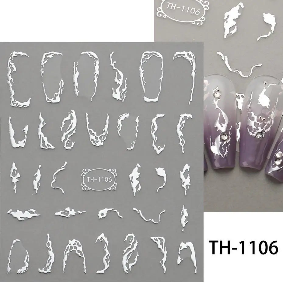 1PCS 3D Laser Heart Letter Nail Sticker Nail Art Decoration Flower Star Nail Accessories Decal Stickers Nail Supplies Nail Parts