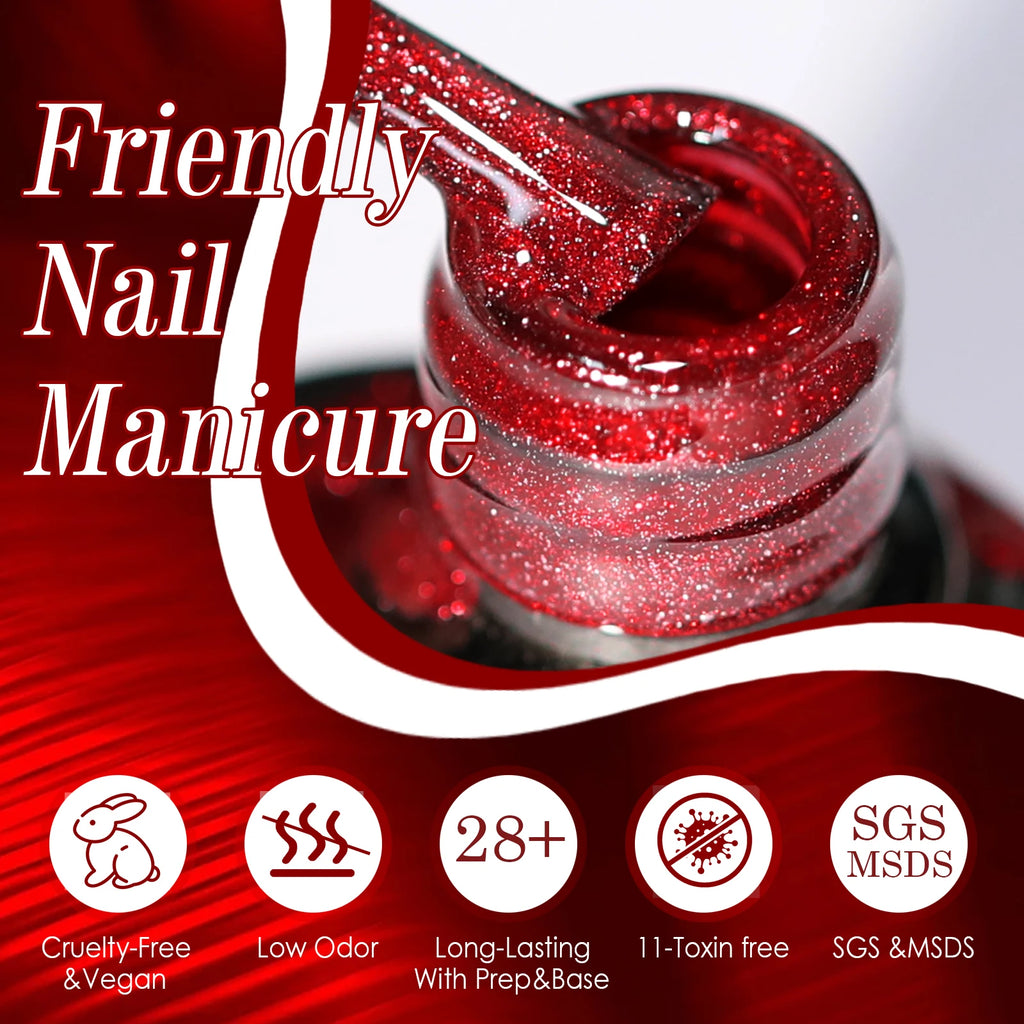 7.5ml Red Ruby Cat Eye Magnetic Gel Nail Polish For Nails Toes DIY Sparking Glass Varnis Semi Permanent Soak Off UV LED Gel
