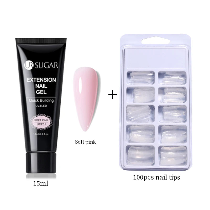 UR SUGAR 15ml Nail Extension Gel Soak Off UV LED Acrylic Crystal White Clear Nude Gel Nail Polish UV Construction Gel