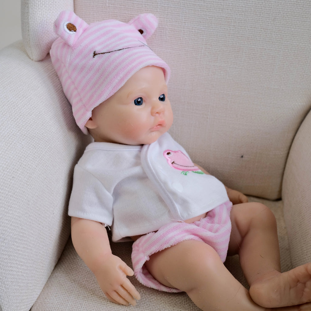 NPK 12-inch Meadow Full Solid Silicone Flexible Elastic Super Soft Cute Small Size Lifelike Reborn Baby Doll