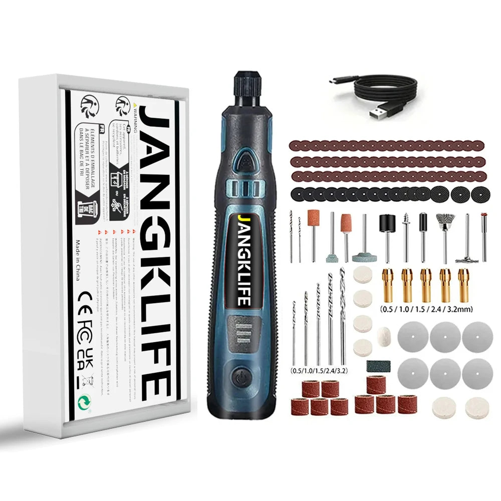 JANGKLIFE USB Cordless Rotary Tool Kit Woodworking Engraving Pen DIY For Jewelry Metal Glass Mini Wireless Drill