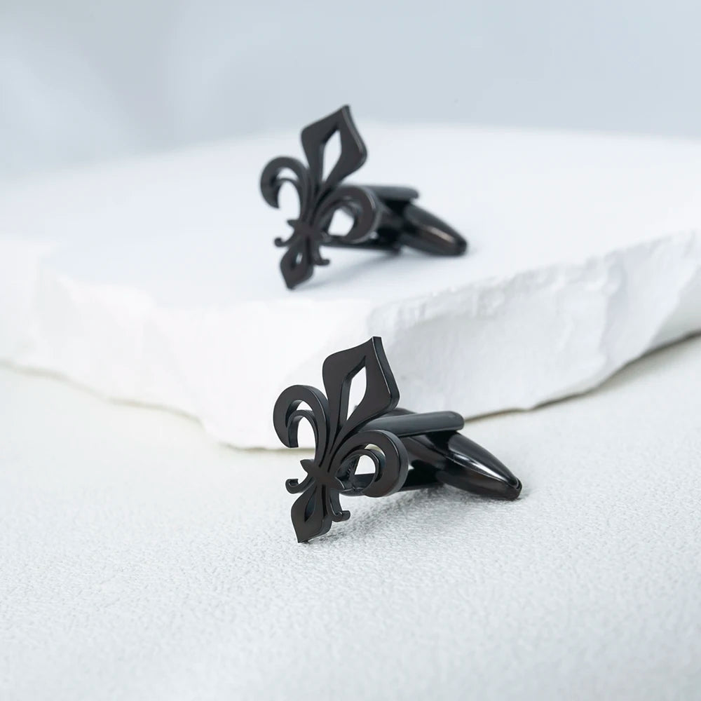 Tangula Stainless Steel Saint Lily Cufflinks for Men Vintage Christianity Faith Jewelry Groom Wedding Accessories Best Man Gifts