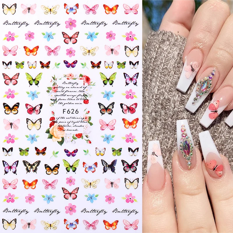 1PCS 3D Laser Heart Letter Nail Sticker Nail Art Decoration Flower Star Nail Accessories Decal Stickers Nail Supplies Nail Parts