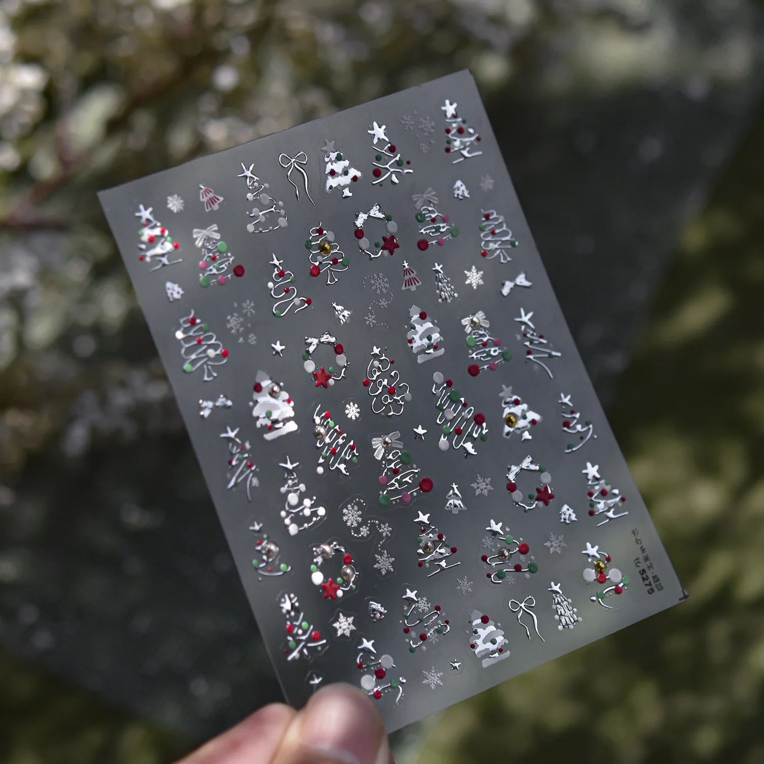 Christmas Nail Stickers Luxury Crystal Diamond Cartoon Bear Tree Apple Back Glue Nail Art Stickers DIY New 3D Nails Decorations