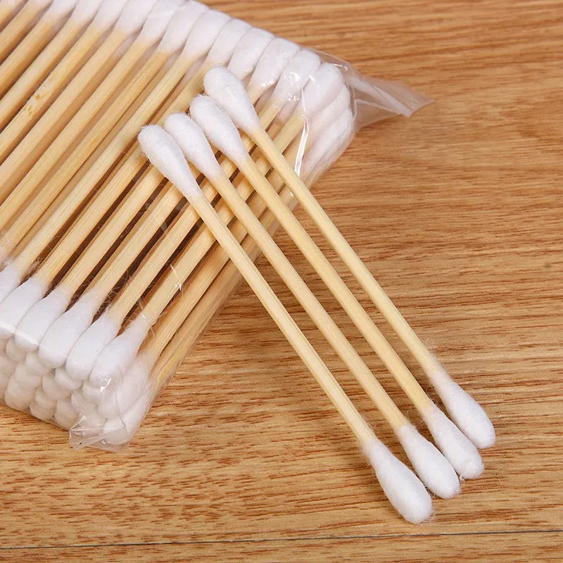 500/100 Round Headed Cotton Swabs, Double Round Headed Cotton Swabs, Bamboo Sticks, Precision Pointed Cosmetic Nail Tools