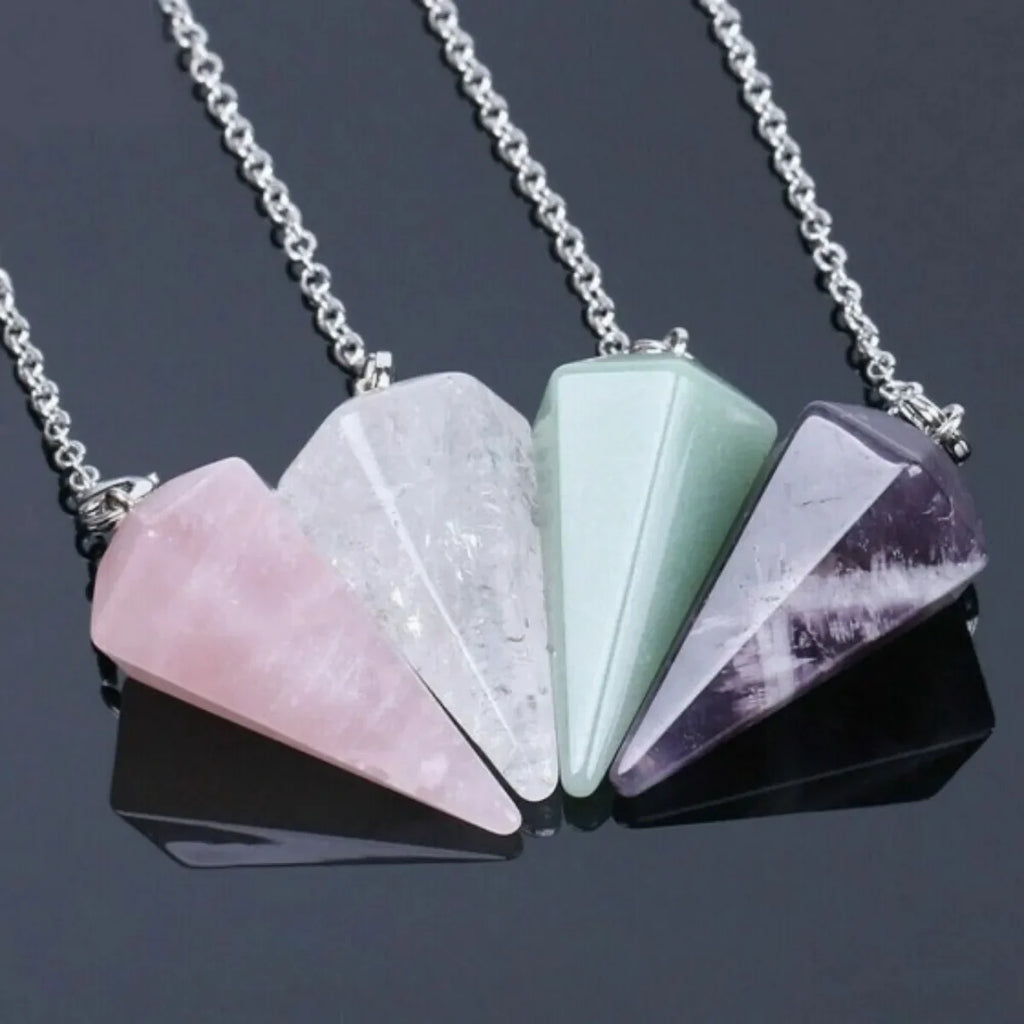 Natural Stone Quartz Agates Pendant  Amethyst Charm Pendulum Pendants For Divination Dowsing  Crystals