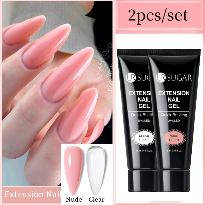 UR SUGAR 15ml Nail Extension Gel Soak Off UV LED Acrylic Crystal White Clear Nude Gel Nail Polish UV Construction Gel