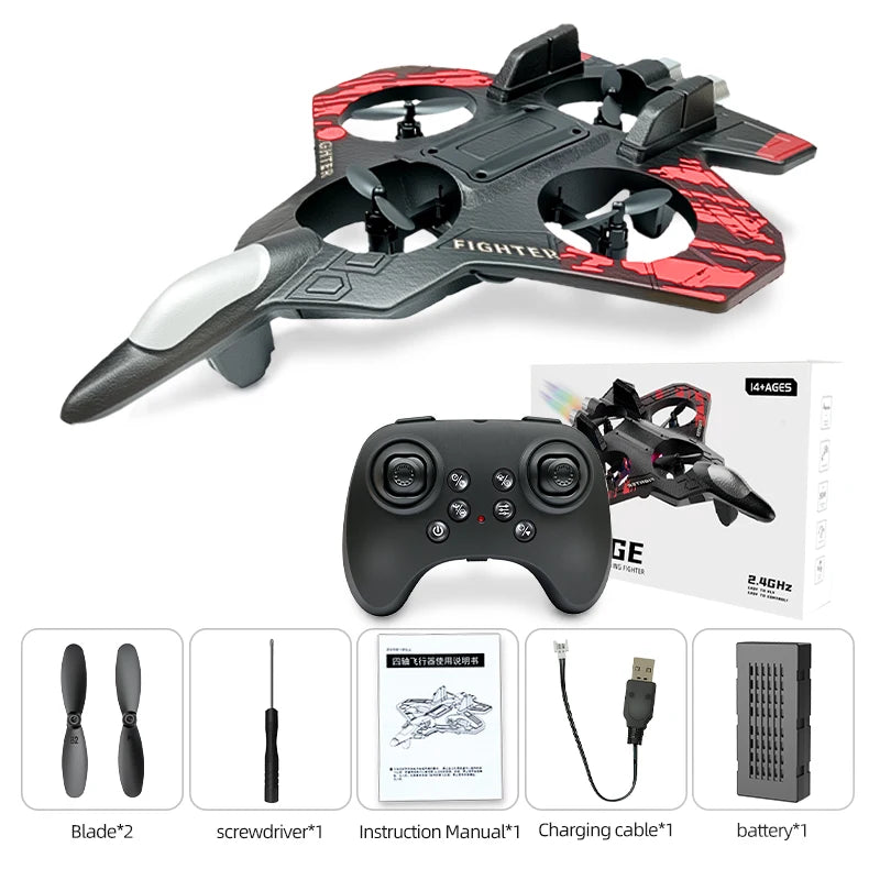 L101 Foam RC Plane F22 Raptor 2.4G 2CH Remote Control Airplane Stunt Fly Aircraft With LED Four Fan 360° One Key Fly Roll Rotate