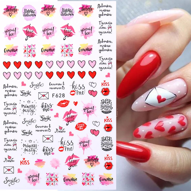 1PCS 3D Laser Heart Letter Nail Sticker Nail Art Decoration Flower Star Nail Accessories Decal Stickers Nail Supplies Nail Parts