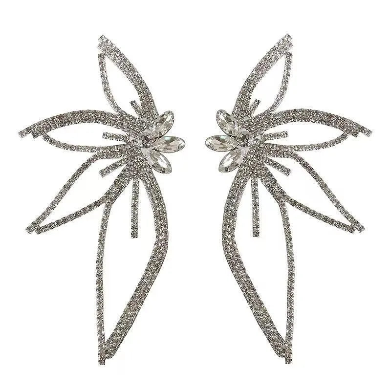 Adolph Trending Crystal Flower Drop Earring Fashion Party Korean Exaggerate Statement Dangle Earrings Female Jewelry For Woman