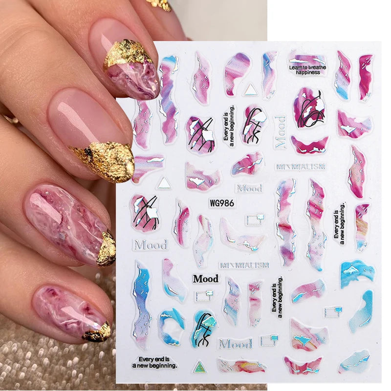 1PCS 3D Laser Heart Letter Nail Sticker Nail Art Decoration Flower Star Nail Accessories Decal Stickers Nail Supplies Nail Parts