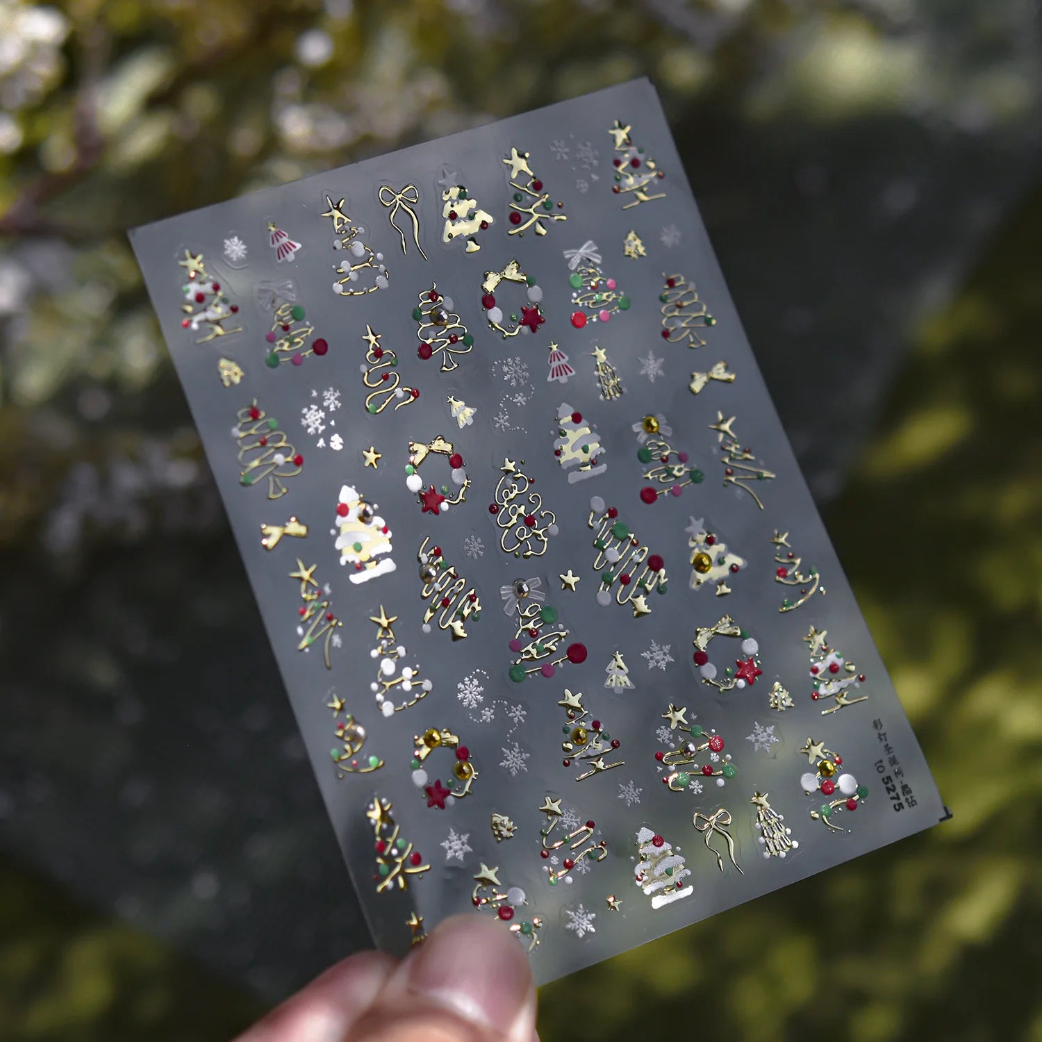 Christmas Nail Stickers Luxury Crystal Diamond Cartoon Bear Tree Apple Back Glue Nail Art Stickers DIY New 3D Nails Decorations