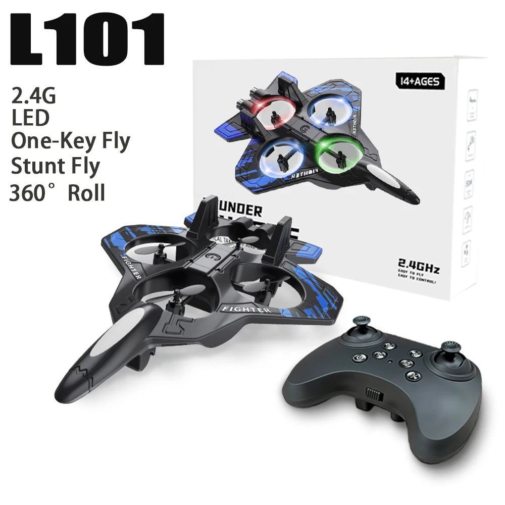 L101 Foam RC Plane F22 Raptor 2.4G 2CH Remote Control Airplane Stunt Fly Aircraft With LED Four Fan 360° One Key Fly Roll Rotate