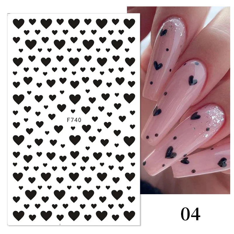 1PCS 3D Laser Heart Letter Nail Sticker Nail Art Decoration Flower Star Nail Accessories Decal Stickers Nail Supplies Nail Parts