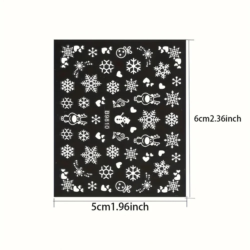 30pcs Sheets Christmas 3D Nail Art Stickers Decals Nail Art Supplies for Women And s - Self-Adhesive Cartoon Snowflake Snowman