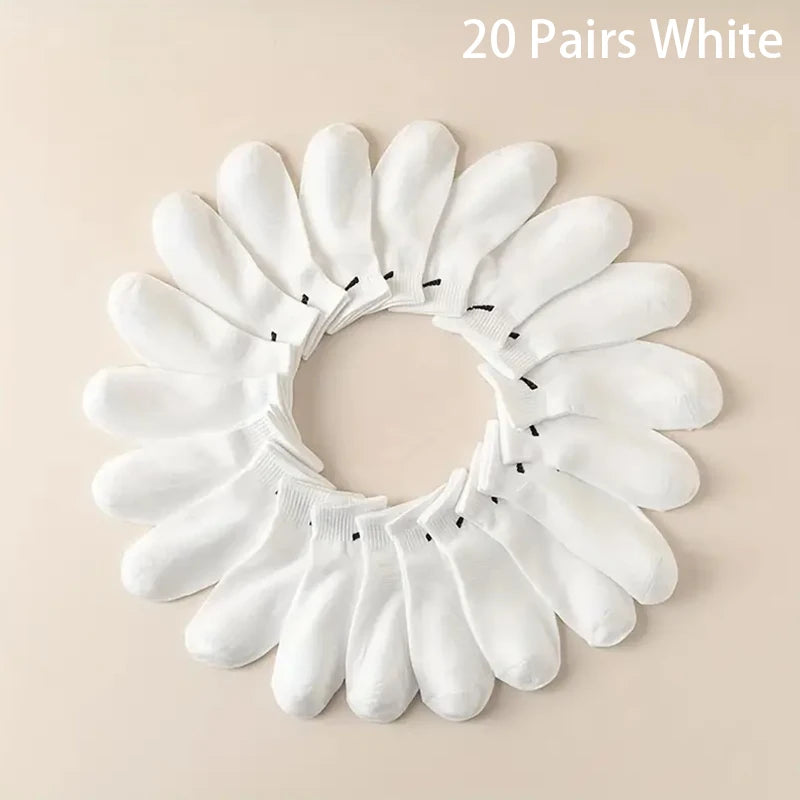 5/10/20/30 Pairs Women/Men Boat Socks Invisible Low Cut Silicone Summer No-show Ankle Socks Solid Color Casual Breathable